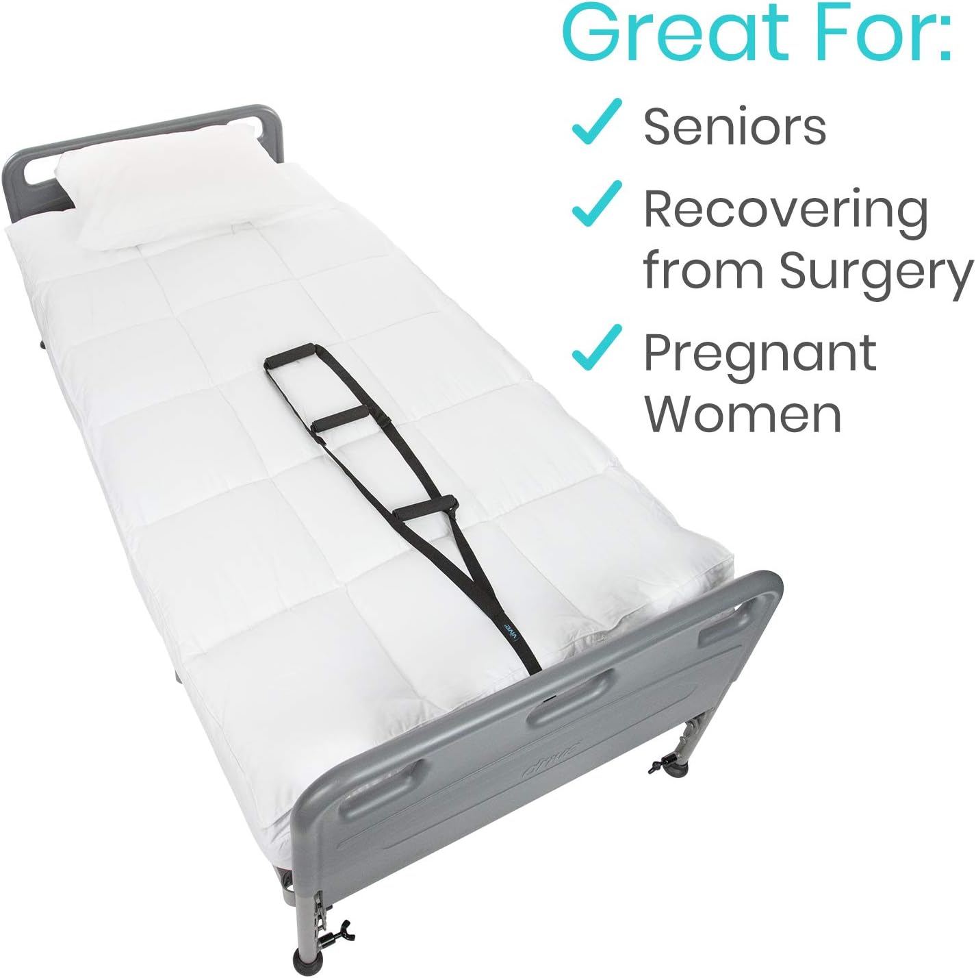 Vive Bed Ladder Assist - Pull Up Assist Device with Handle Strap - Rope Ladder Caddie Helper - Sitting, Sit Up Hoist for Elderly, Senior, Injury Recovery Patient, Pregnant, Handicap - Padded Hand Grip