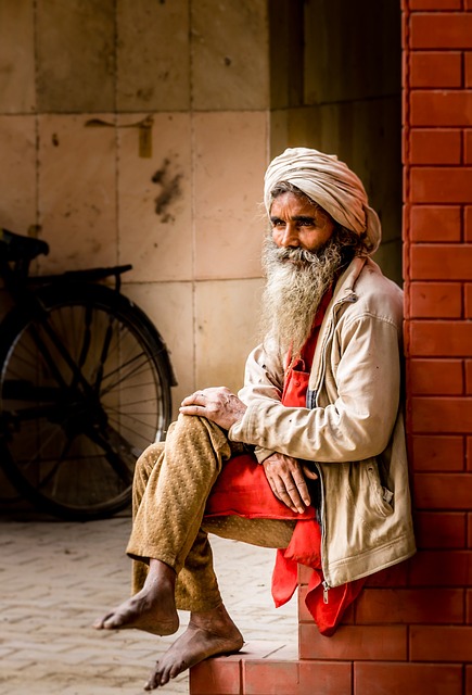 old man, turban, indian